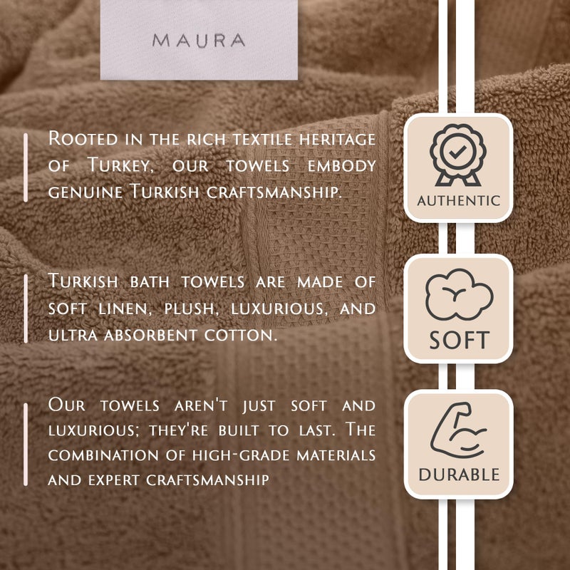 Maura Exquisite 4-Piece Turkish Bath Towel Set: Ultra-Soft, Thick, and Plush Towels for a Premium Hotel Experience in Timeless Classic Brown Elegance, Extra Large 30"x56" - Image 2